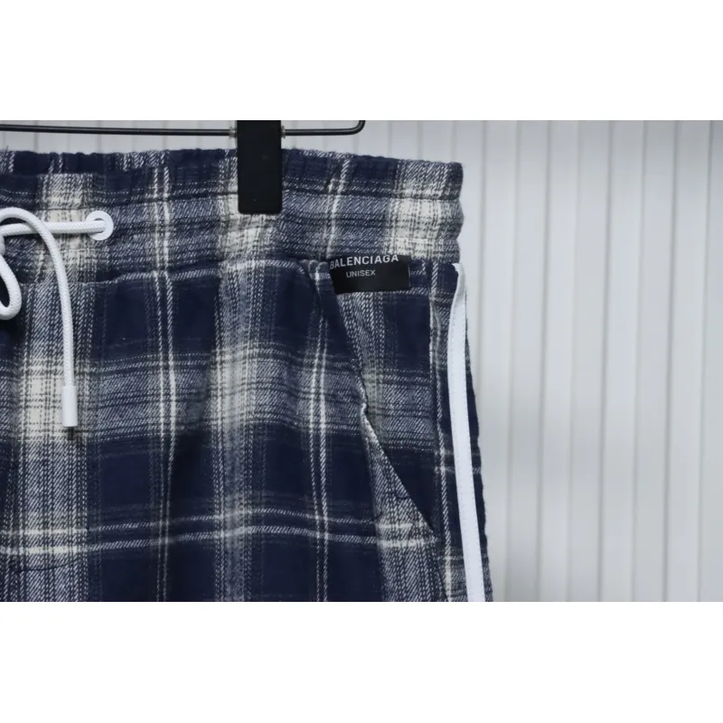 Balenciaga Check Letter Embroidered Striped Shorts