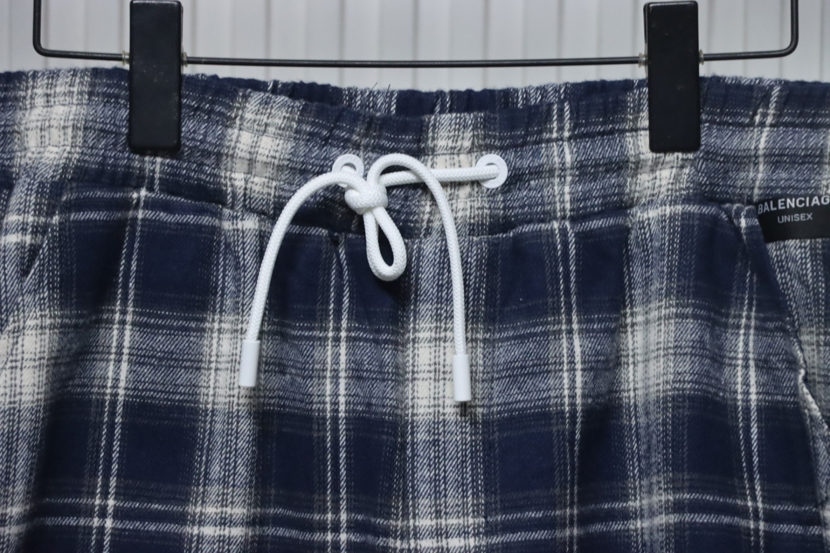 Balenciaga Check Letter Embroidered Striped Shorts