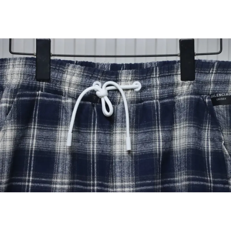 Balenciaga Check Letter Embroidered Striped Shorts