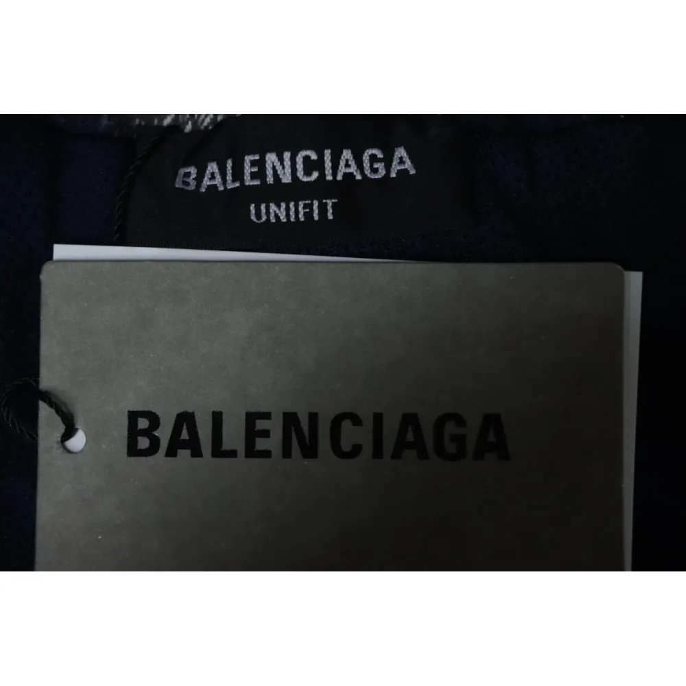 Balenciaga Check Letter Embroidered Striped Shorts