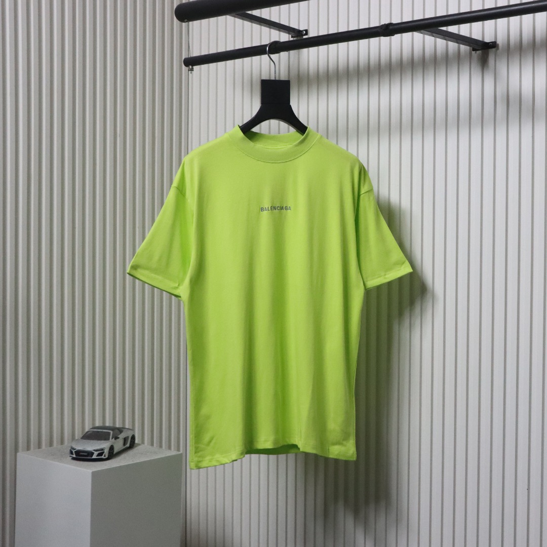 Balenciaga Letters Embroidery Front and Back T-shirt Fluorescent green
