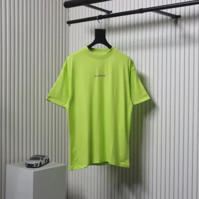 Balenciaga Letters Embroidery Front and Back T-shirt Fluorescent green 01