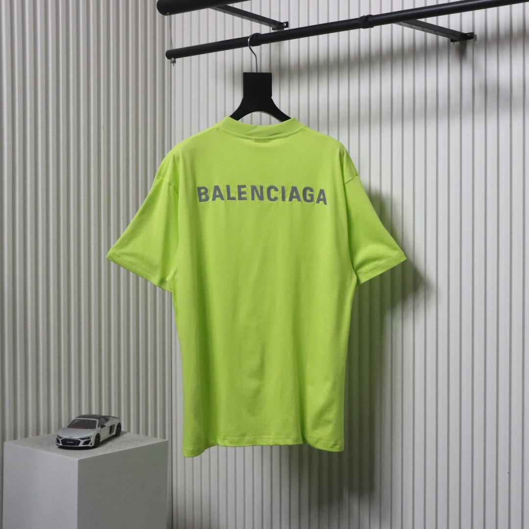 Balenciaga Letters Embroidery Front and Back T-shirt Fluorescent green