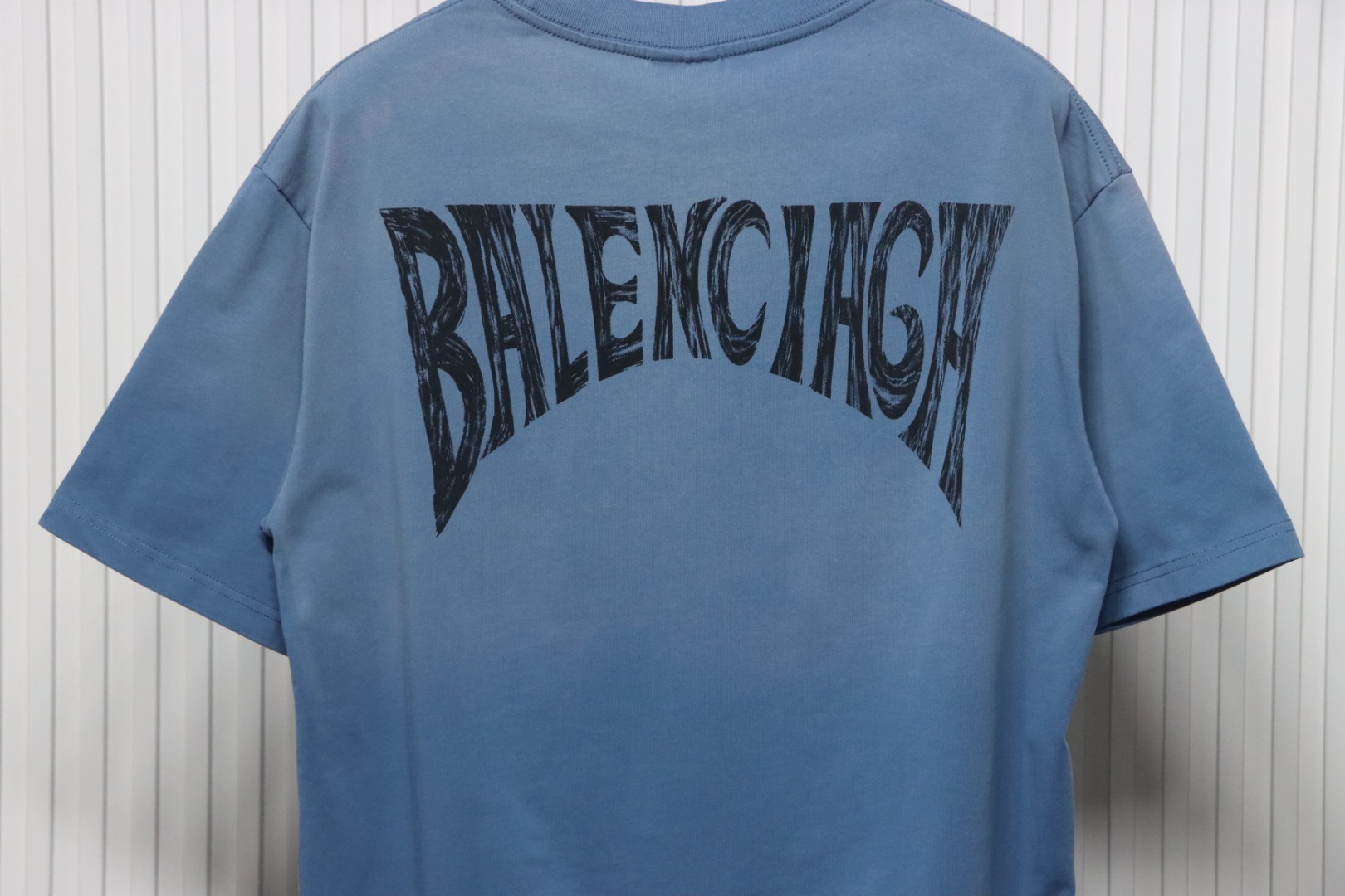 Balenciaga Tie-dye Fried Snowflakes Hand-painted Letters On the Back T-shirt Blue