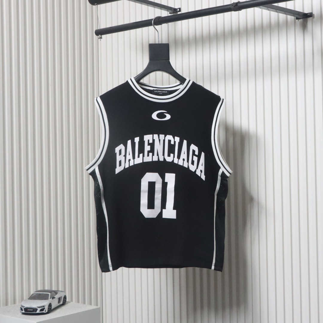 Balenciaga Wool Intarsia Basketball Vest Black