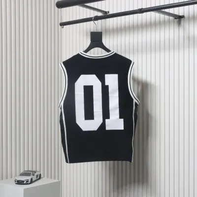 Balenciaga Wool Intarsia Basketball Vest Black 02