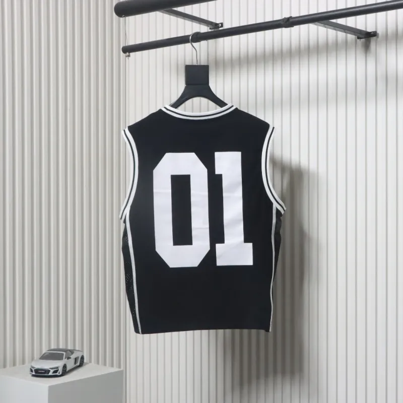 Balenciaga Wool Intarsia Basketball Vest Black