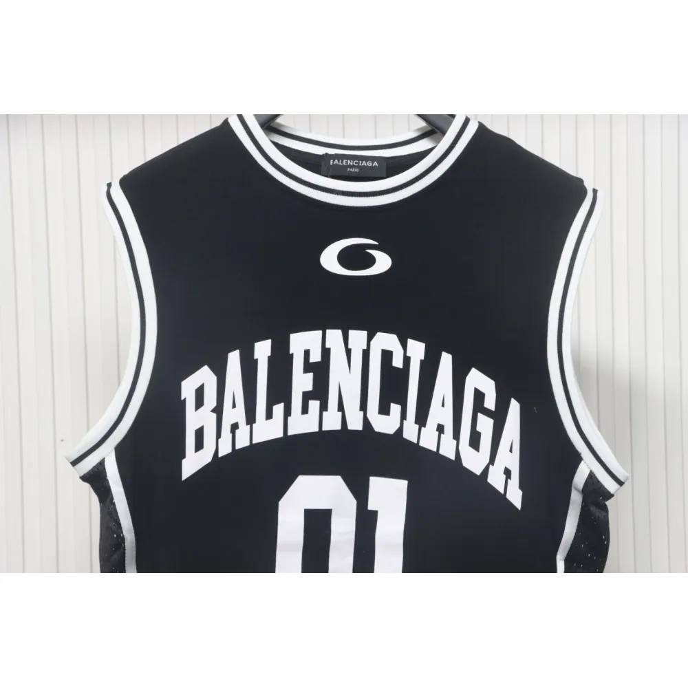 Balenciaga Wool Intarsia Basketball Vest Black