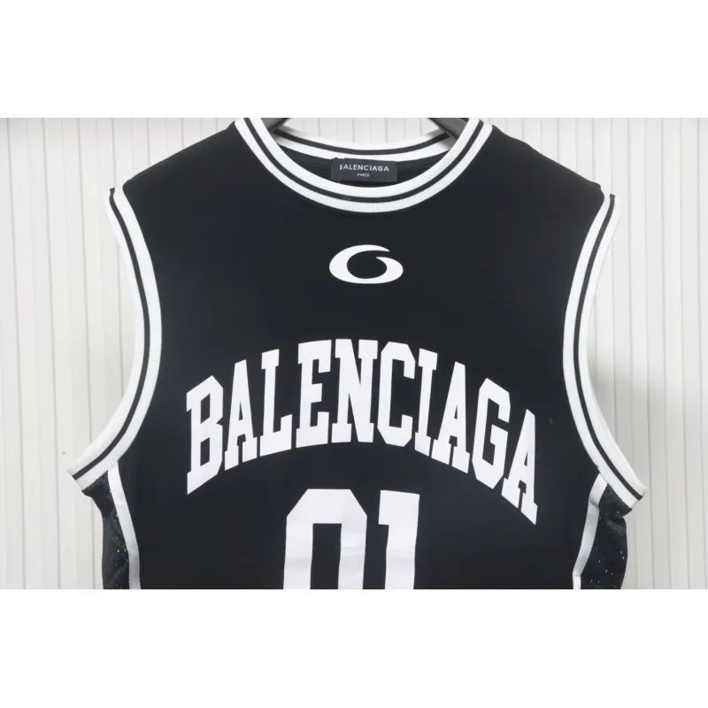 Balenciaga Wool Intarsia Basketball Vest Black