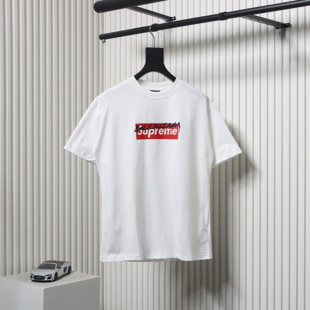 Balenciaga X Supreme Joint Joint Logo Letter Print T-shirt