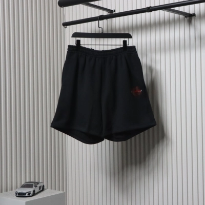 Balenciaga 25ss Tear Tape Lettering Embroidered Shorts Black 01