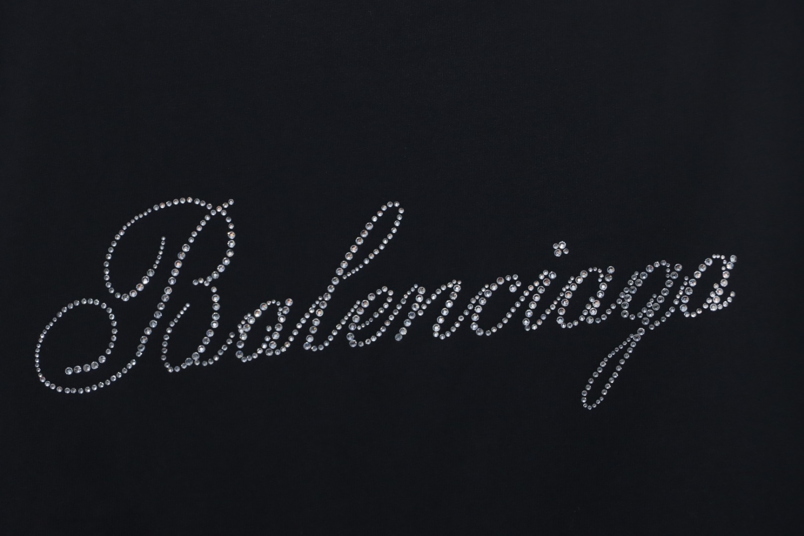 Balenciaga 24SS Signature Rhinestone Lettering T-shirt Black