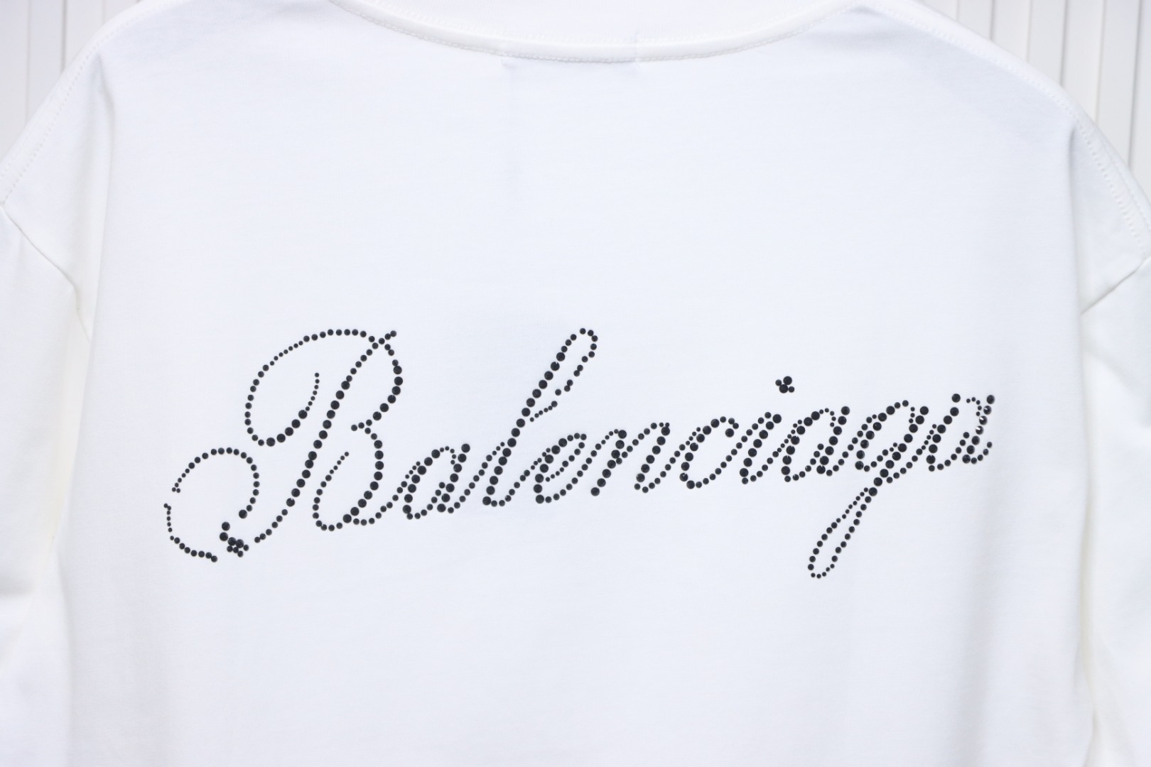 Balenciaga 24SS Signature Rhinestone Lettering T-shirt White