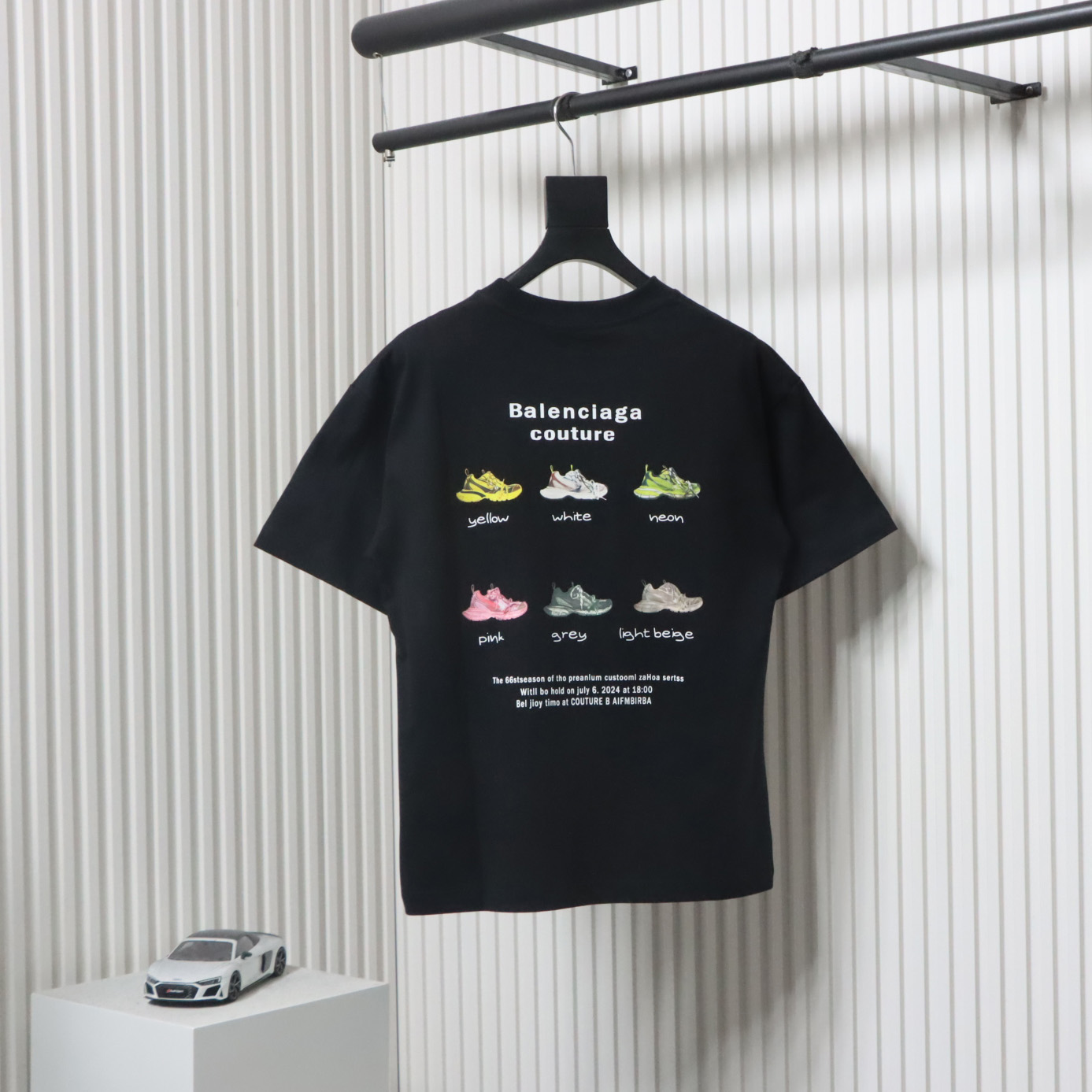 Balenciaga 25ss Dad Shoes Pattern Letter Print T-shirt Black