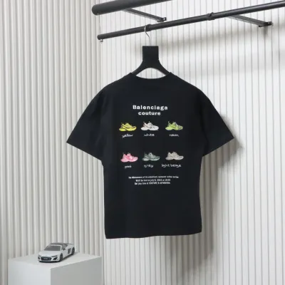 Balenciaga 25ss Dad Shoes Pattern Letter Print T-shirt Black 02