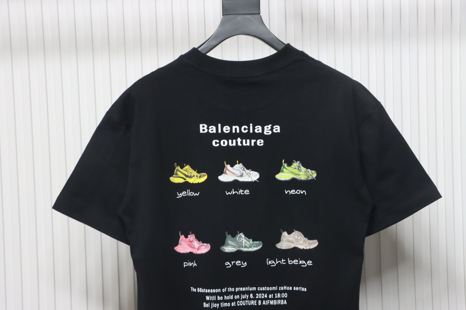 Balenciaga 25ss Dad Shoes Pattern Letter Print T-shirt Black