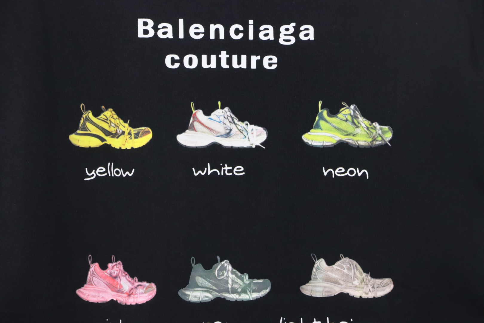 Balenciaga 25ss Dad Shoes Pattern Letter Print T-shirt Black