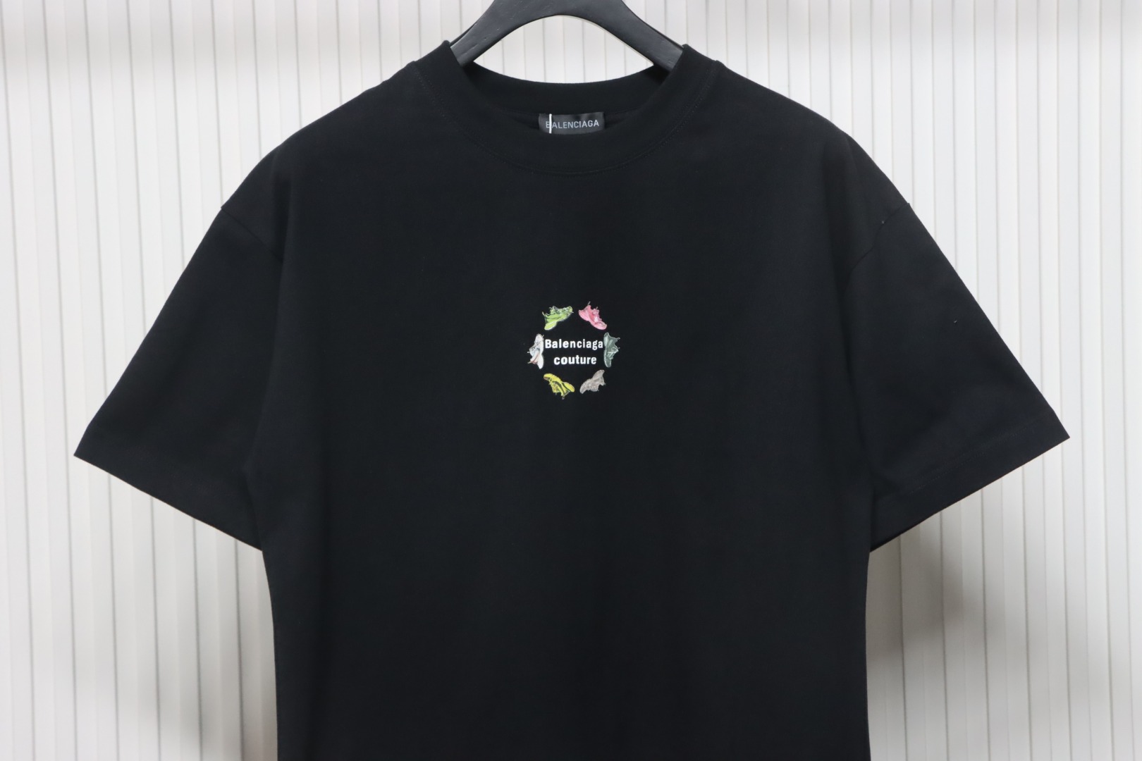 Balenciaga 25ss Dad Shoes Pattern Letter Print T-shirt Black