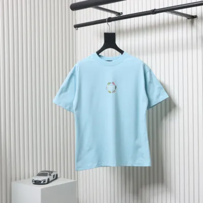 Balenciaga 25ss Dad Shoes Pattern Letter Print T-shirt Blue 01