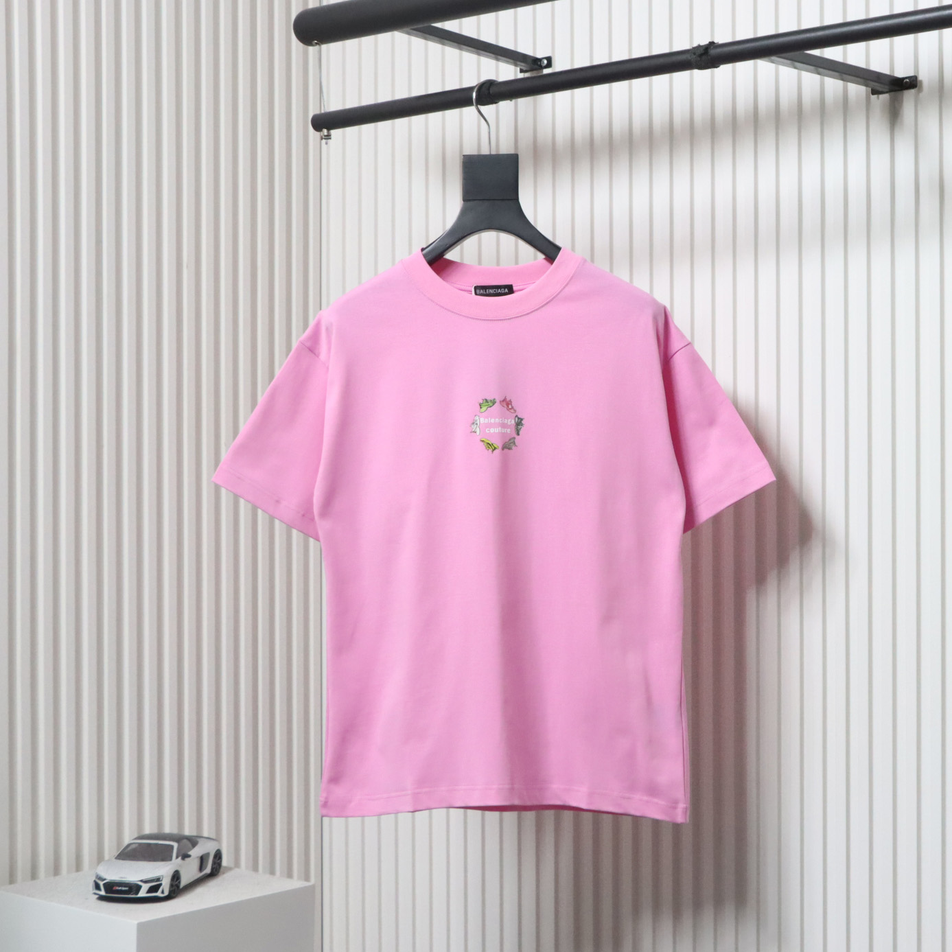 Balenciaga 25ss Dad Shoes Pattern Letter Print T-shirt Pink