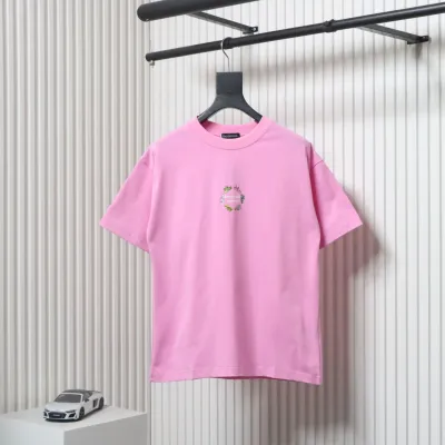 Balenciaga 25ss Dad Shoes Pattern Letter Print T-shirt Pink 01