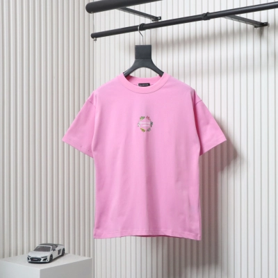 Balenciaga 25ss Dad Shoes Pattern Letter Print T-shirt Pink 01