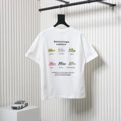 Balenciaga 25ss Dad Shoes Pattern Letter Print T-shirt White 02