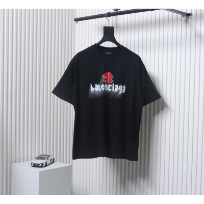 Balenciaga 25ss Double B Embroidery and 3D Inkjet Logo Hole T-shirt 01