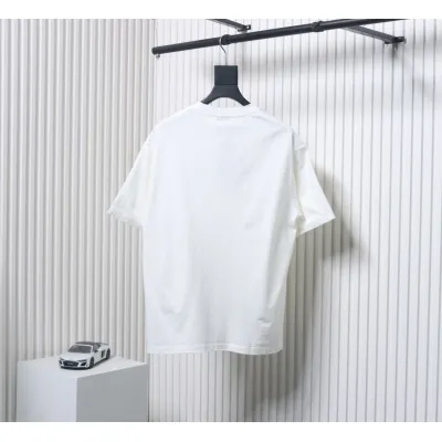 Balenciaga 25ss Double B Embroidery and 3D Inkjet Logo Hole T-shirt White 02