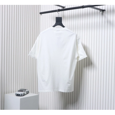 Balenciaga 25ss Double B Embroidery and 3D Inkjet Logo Hole T-shirt White 02