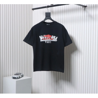 Balenciaga 25ss Graffiti Multi-logo Letter Foam Print T-shirt Black 01