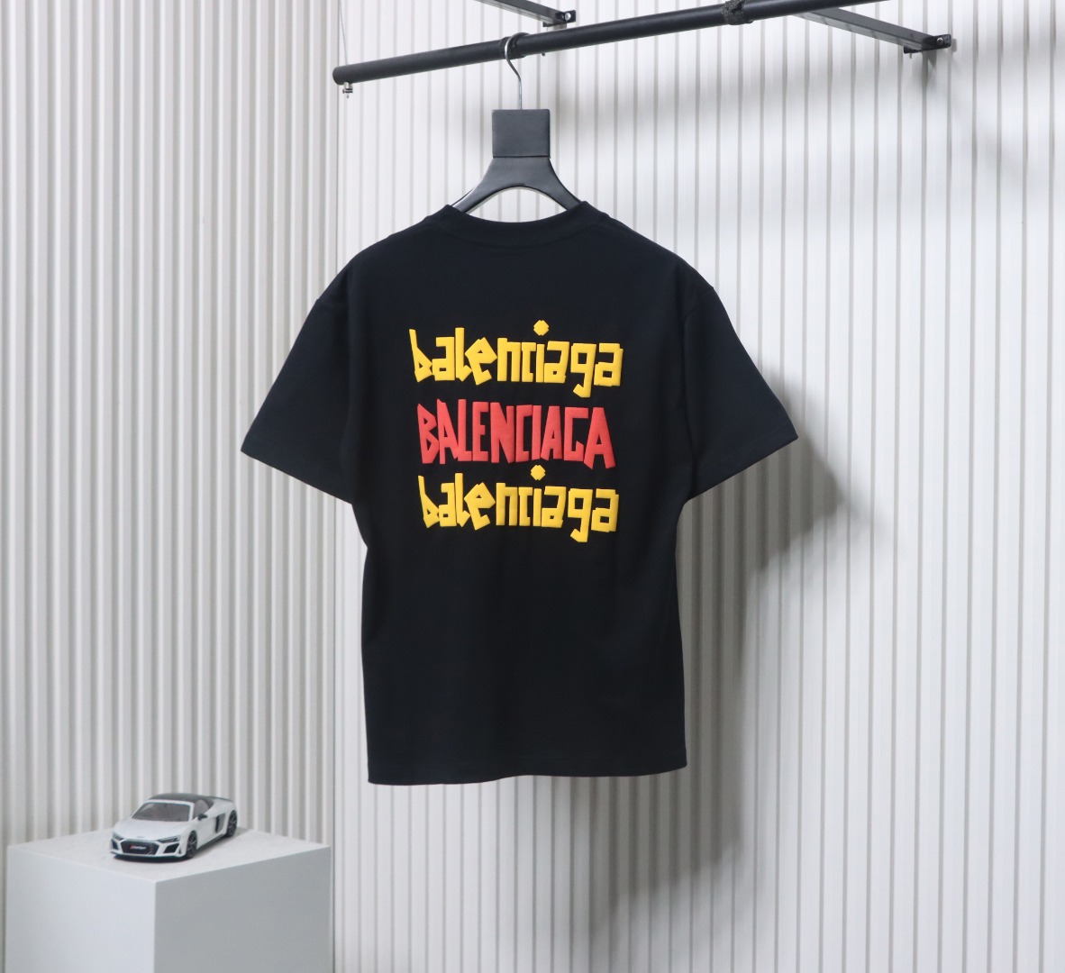 Balenciaga 25ss Graffiti Multi-logo Letter Foam Print T-shirt Black