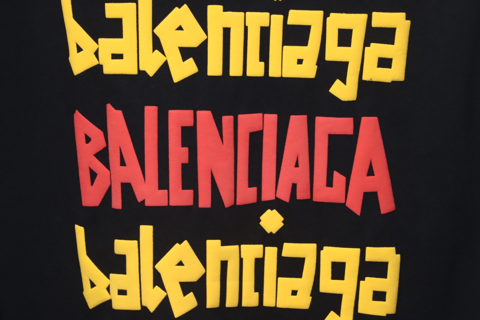 Balenciaga 25ss Graffiti Multi-logo Letter Foam Print T-shirt Black