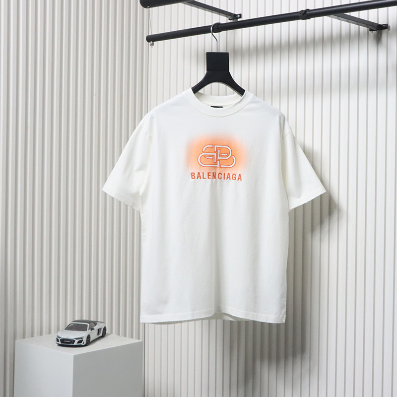 Balenciaga 25ss Lock Letter Embroidery Inkjet T-shirt