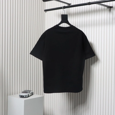 Balenciaga 25ss Lock Letter Embroidery Inkjet T-shirt Black 02