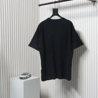 Balenciaga 25ss Patch Letter Reverse Stitch Hole T-shirt Black 02
