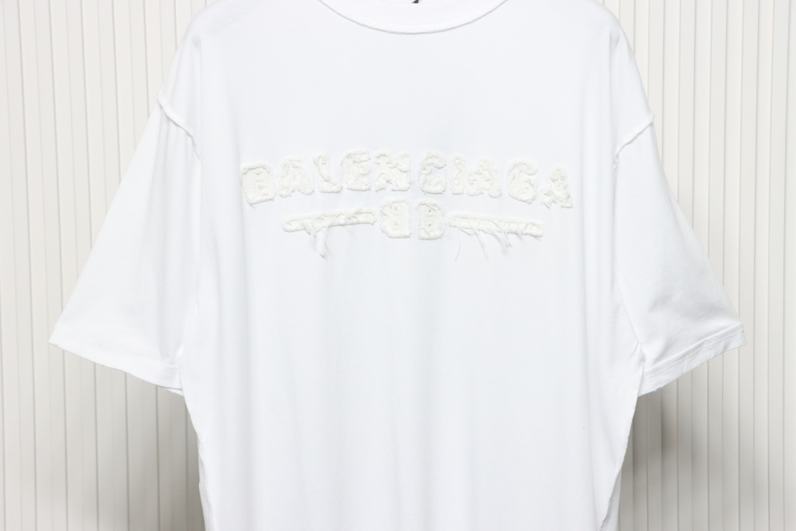 Balenciaga 25ss Patch Letter Reverse Stitch Hole T-shirt White