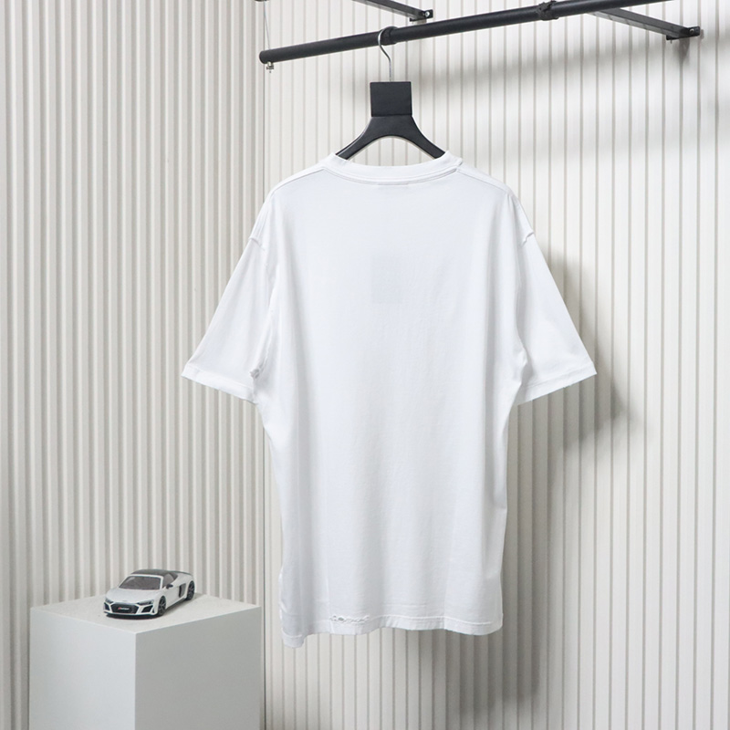 Balenciaga 25ss Patch Letter Reverse Stitch Hole T-shirt White