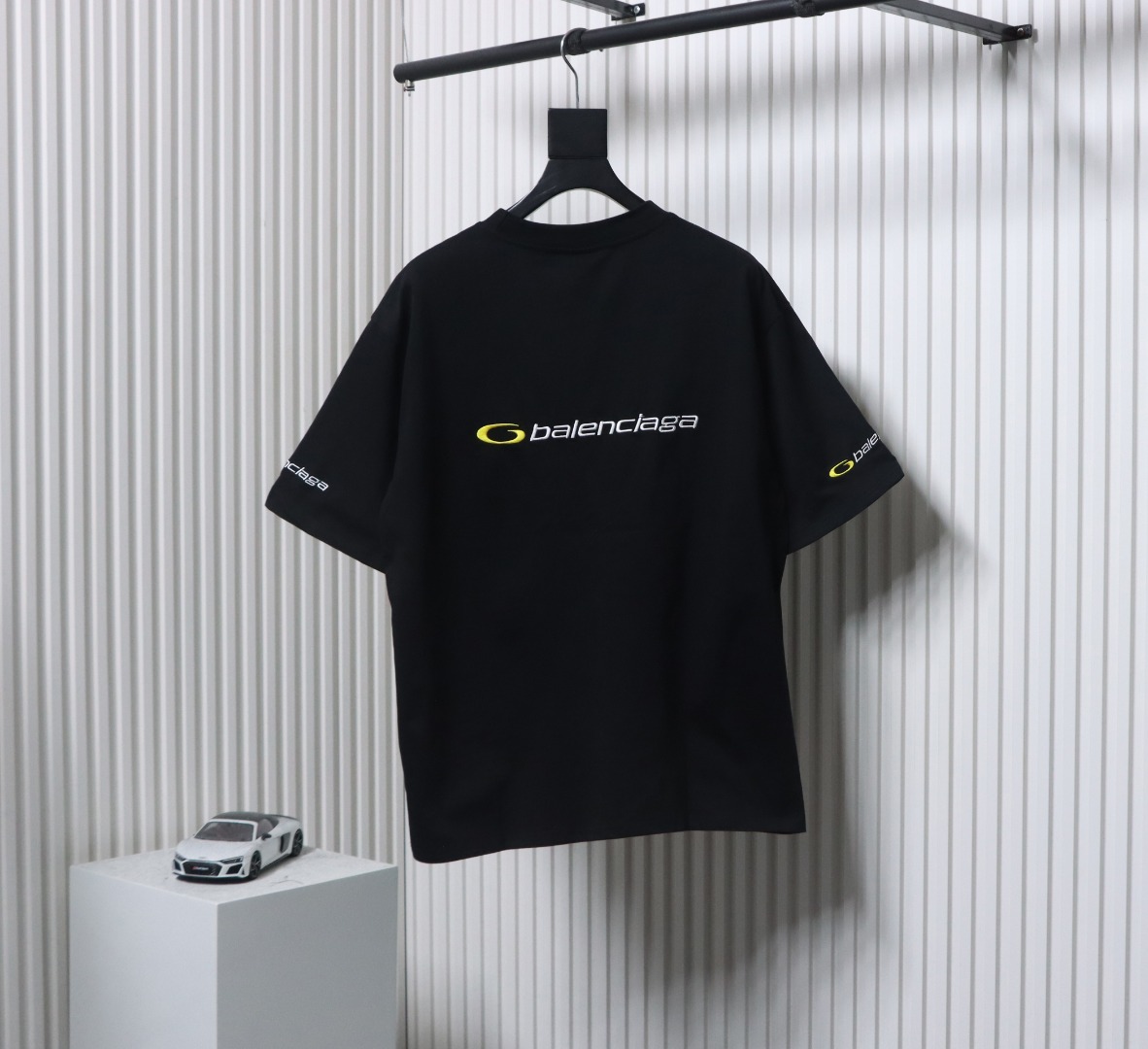 Balenciaga 25ss TRACKSUIT LOGO Outline Embroidery T-shirt Black