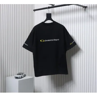 Balenciaga 25ss TRACKSUIT LOGO Outline Embroidery T-shirt Black 02