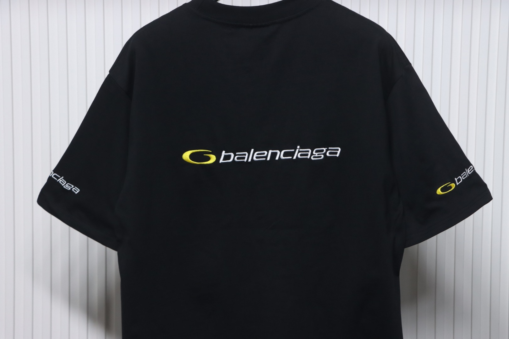 Balenciaga 25ss TRACKSUIT LOGO Outline Embroidery T-shirt Black
