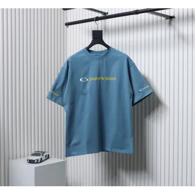 Balenciaga 25ss TRACKSUIT LOGO Outline Embroidery T-shirt Blue 01