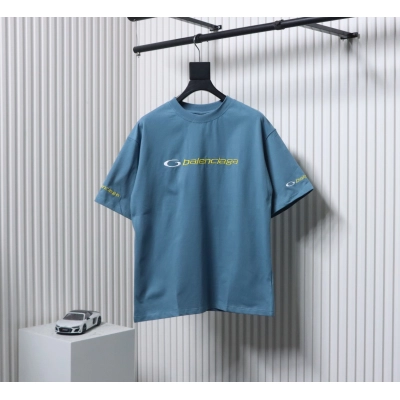 Balenciaga 25ss TRACKSUIT LOGO Outline Embroidery T-shirt Blue 01