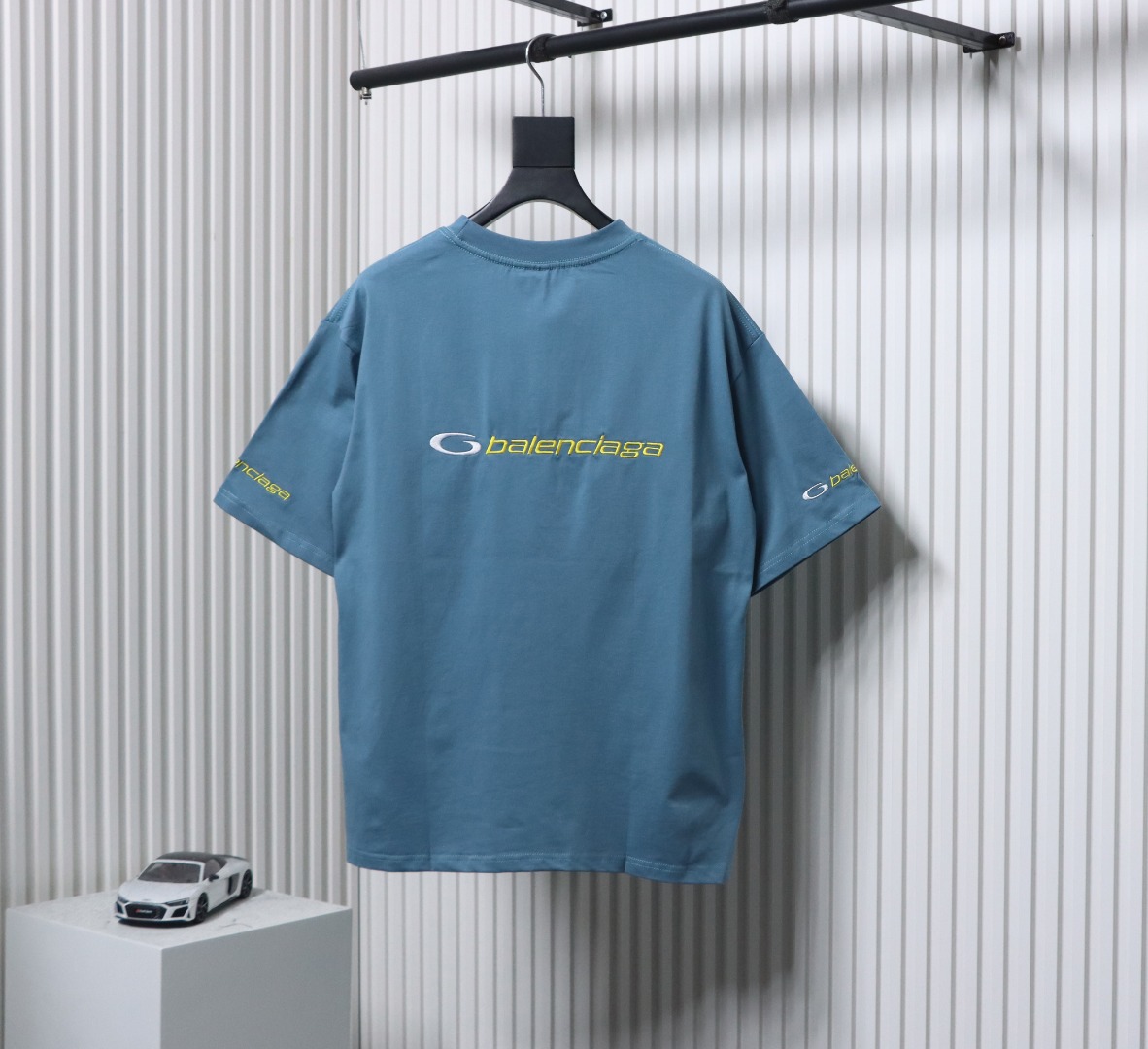 Balenciaga 25ss TRACKSUIT LOGO Outline Embroidery T-shirt Blue