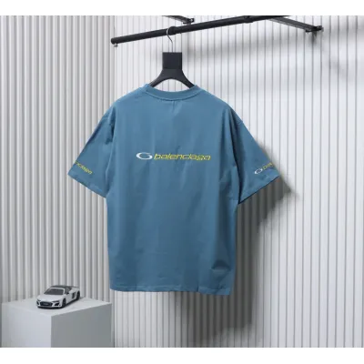 Balenciaga 25ss TRACKSUIT LOGO Outline Embroidery T-shirt Blue 02