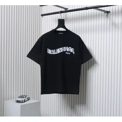 Balenciaga 25SS Twisted Letter T-shirt Black 01