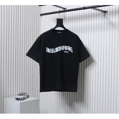 Balenciaga 25SS Twisted Letter T-shirt Black 01