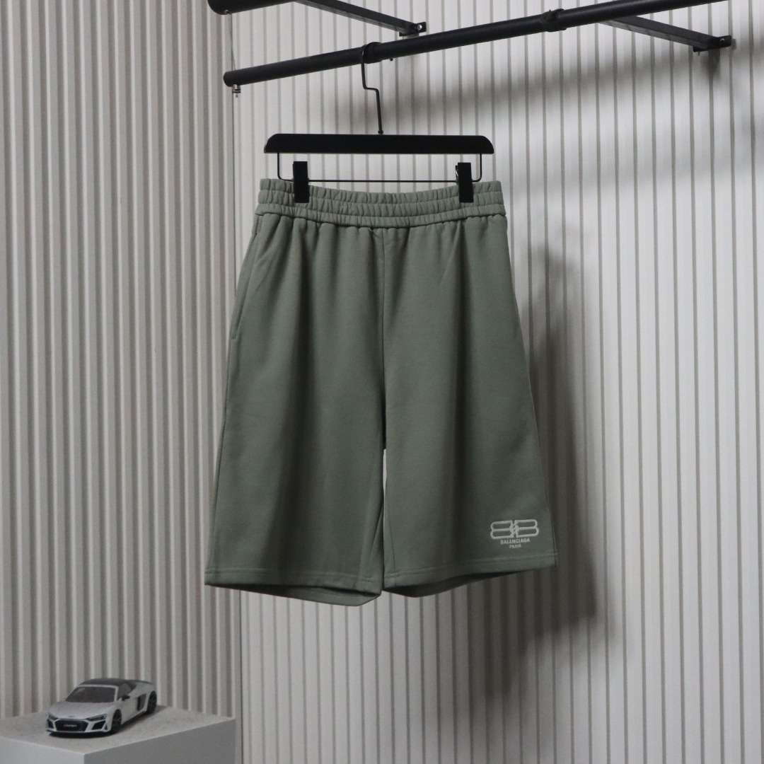 Balenciaga Classic Double B Logo Embroidered Terry Shorts