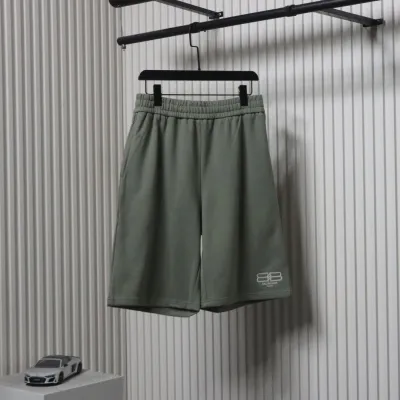Balenciaga Classic Double B Logo Embroidered Terry Shorts 01