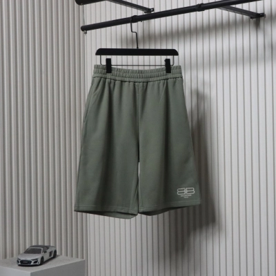 Balenciaga Classic Double B Logo Embroidered Terry Shorts 01